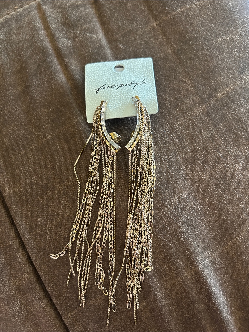 Free People Gold Chain Fringe Earrings